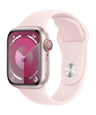 Apple Watch Series 9 GPS + Cellular - 41mm - Boîtier Pink Aluminium - Bracelet Light Pink Sport Band - M/L