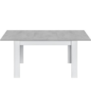 Table a manger extensible KENDRA - Rectangulaire - Mélaminé blanc artik et ciment - L140/190 x P 90 x H 78 cm