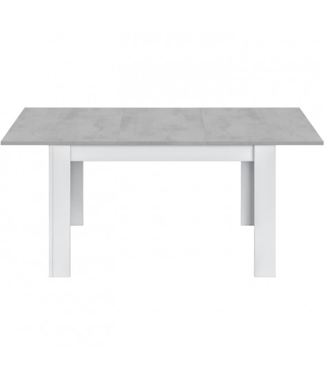 Table a manger extensible KENDRA - Rectangulaire - Mélaminé blanc artik et ciment - L140/190 x P 90 x H 78 cm