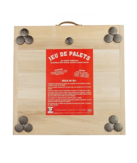 MECABOIS Jeu de Palet Complet - 12 plates a lancer et planche en bois (Jeu Breton)