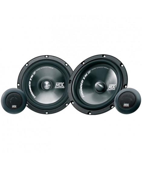 MTX TX265S Haut-parleurs voiture Kit 2 voies 16,5cm 65W RMS 4O tweeter néodyme 25mm dôme soie membrane polypropylene