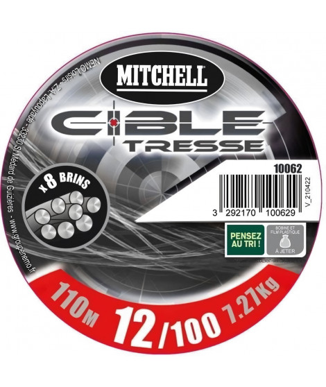 Tresse grise - MITCHELL - 8 brins - 110 m - 15/100
