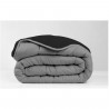 Couette 220x240 cm TODAY - 2 personnes - Bi matiere : en flanelle et polyester - Noir et gris