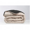 Couette 220x240 cm TODAY - 2 personnes - Bi matiere : en flanelle et polyester - Noir et beige