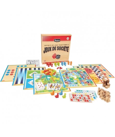 JEUJURA Coffret de Jeux de société traditionnels - Coffret en bois