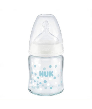 NUK Biberon Serenity+ - Col large - En verre - Contrôle de température - 120 ml - 0-6 mois