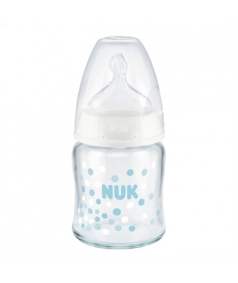 NUK Biberon Serenity+ - Col large - En verre - Contrôle de température - 120 ml - 0-6 mois