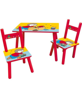 T'CHOUPI Table rectangulaire 41,5x61x42 cm + 2 chaises 49,5x31x31,5cm