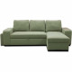 Canapé d'angle convertible réversible VALDO 3 a 4 places - Tissu Vert - Tablette avec USB - Coffre + Pouf - L247xP143xH86 cm