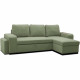 Canapé d'angle convertible réversible VALDO 3 a 4 places - Tissu Vert - Tablette avec USB - Coffre + Pouf - L247xP143xH86 cm