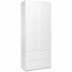 Armoire chambre adulte IMAGE 7 - Décor blanc - 2 portes + 2 tiroirs - L80 x H191 x P40 cm