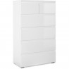 Commode CAPETOWN - Décor blanc brillant - 6 Tiroirs - L80 x H131,5 x P40 cm