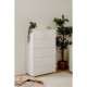 Commode CAPETOWN - Décor blanc brillant - 6 Tiroirs - L80 x H131,5 x P40 cm