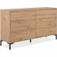 Commode KORSIKA - Décor chene artisan - 6 Tiroirs - L150 x H87 x P40 cm