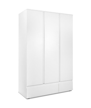 Armoire chambre adulte IMAGE 60B - Décor blanc - 3 portes + 2 tiroirs - L121,6 x H191 x P55 cm