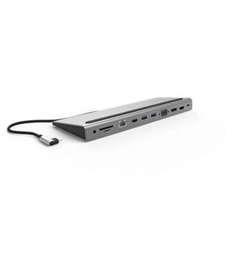 Adaptateur dock USB-C- MOBILITY - 11 en 1 - 2x HDMI Dual Display - Gris sidéral