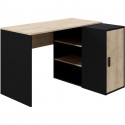 Bureau Indus - Décor chene et noir - 1 Porte + 3 étageres - Grande capacité de rangement - L120 x P 90 x H 76 cm