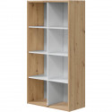 Bibliotheque étagere NOA - Blanc et chene - 8 cases - 137x71,5x33 cm