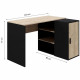 Bureau Indus - Décor chene et noir - 1 Porte + 3 étageres - Grande capacité de rangement - L120 x P 90 x H 76 cm