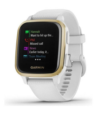 GARMIN Venu Sq - Montre connectée santé et bien-etre -  Light Gold - Bracelet blanc