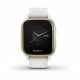 GARMIN Venu Sq - Montre connectée santé et bien-etre -  Light Gold - Bracelet blanc