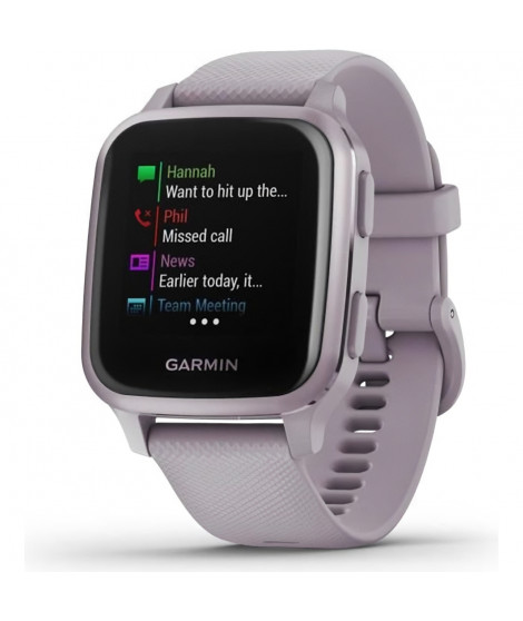 GARMIN Venu Sq  - Montre GPS de sport connectée santé et bien-etre - Lavande - Bracelet rose