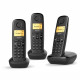 Téléphone sans fil Gigaset A270 Trio Noir - Mains libres, ID d'appelant, 80 noms et numéros
