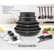 ARTHUR MARTIN Batterie de cuisine amovible 15 pieces 16-20-22-24-26 cm noir - Tous feux dont induction