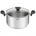 TEFAL E3084604 Faitout 24 cm (5 L) + couvercle verre, Induction, Acier inoxydable haute qualité, Garantie 10 ans, Mijoter, Pr…