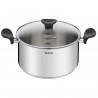 TEFAL E3084604 Faitout 24 cm (5 L) + couvercle verre, Induction, Acier inoxydable haute qualité, Garantie 10 ans, Mijoter, Pr…