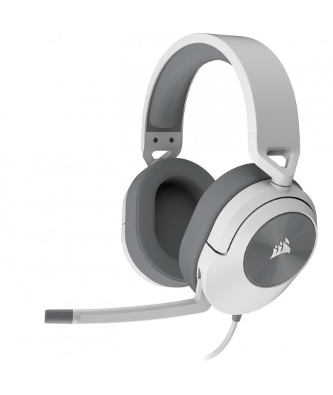 Casque gaming CORSAIR HS55 STEREO - Blanc, Micro-casque filaire jack 3,5mm