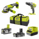 RYOBI Pack 2 outils sans fil 18 V : Perceuse a percussion + meuleuse 115mm - 2 batteries 1 x 2,0 Ah et 1 x 4,0 Ah