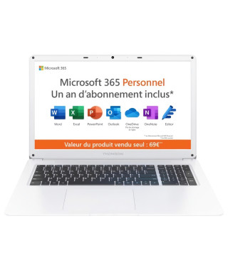 PC Portable THOMSON TH17V2C4WH128 - 17.3 HD TN - Intel Celeron N4020 - RAM 4Go - Stockage 128Go SSD - Windows 11S + Office 1 an