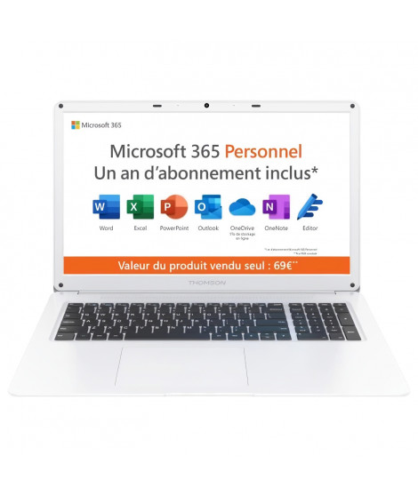 PC Portable THOMSON TH17V2C4WH128 - 17.3 HD TN - Intel Celeron N4020 - RAM 4Go - Stockage 128Go SSD - Windows 11S + Office 1 an