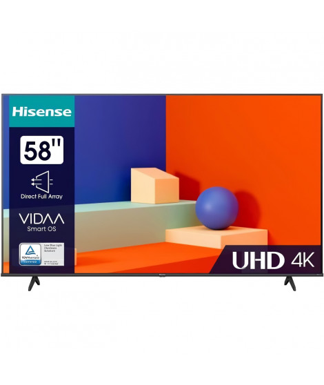 TV LED HISENSE - 58A6K - 58'' (147 CM) - UHD 4K - DOLBY VISION - DTS VIRTUAL:X TM - SMART TV - 3 x HDMI 2.0 - ÉCRAN SANS BORD