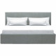 Lit coffre adulte MARTIN - Couchage 160x200 cm - Gris clair - Sommier a lattes - L 209 x P 166 x H 99 cm