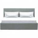 Lit coffre adulte MARTIN - Couchage 160x200 cm - Gris clair - Sommier a lattes - L 209 x P 166 x H 99 cm