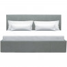 Lit coffre adulte MARTIN - Couchage 160x200 cm - Gris clair - Sommier a lattes - L 209 x P 166 x H 99 cm