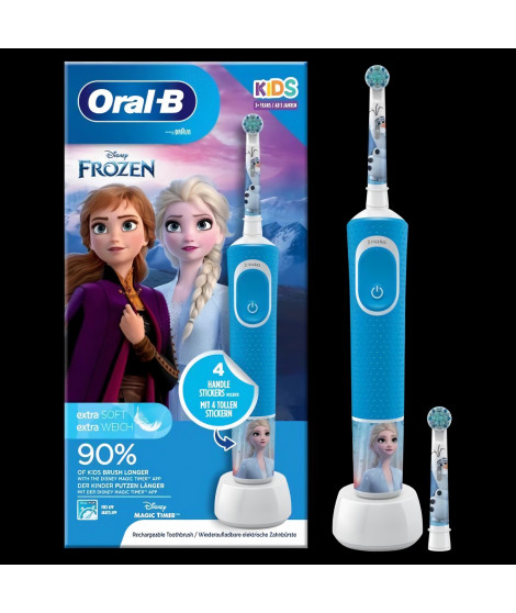 Oral-B Kids Brosse a Dents Électrique Rechargeable, 1 Manche, 1 Brossette, 3 ans et plus, Brossage douceur, La Reine des Neig…