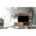 Ensemble Meuble TV LYRA : Vitrine + meuble TV + étagere - Mélaminé blanc et chene - 3 Portes - L240 x P41 x H180 cm