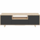 Meuble TV ZAIRA - Mélaminé Anthracite et chene - 3 Portes - L150 x P41 x H46 cm