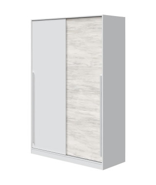 Armoire TOP - Décor blanc artik et chene nodi - 2 Portes coulissantes - L200 x H121 x P50 cm