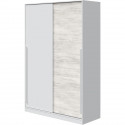 Armoire TOP - Décor blanc artik et chene nodi - 2 Portes coulissantes - L200 x H121 x P50 cm