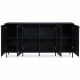 Buffet salle a manger CARACAS - Décor bleu navy - 2 portes vitrées + 2 portes - L180 x H90 x P40 cm