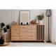 Buffet salle a manger MEDAN - Décor chene artisan et anthracite - 3 portes + 4 tiroirs - L160 x H85 x P40 cm