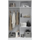 Armoire TOP - Décor blanc artik et blanc vehlo - 2 Portes coulissantes - L200 x H120 x P50 cm