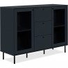 Buffet salle a manger CARACAS - Décor bleu navy - 2 portes vitrées + 3 tiroirs - L120 x H90 x P40 cm