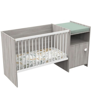 Lit combiné BABY PRICE UP 120x60 cm - Evolutif en 90x190 - Avec porte - Décor chene silex