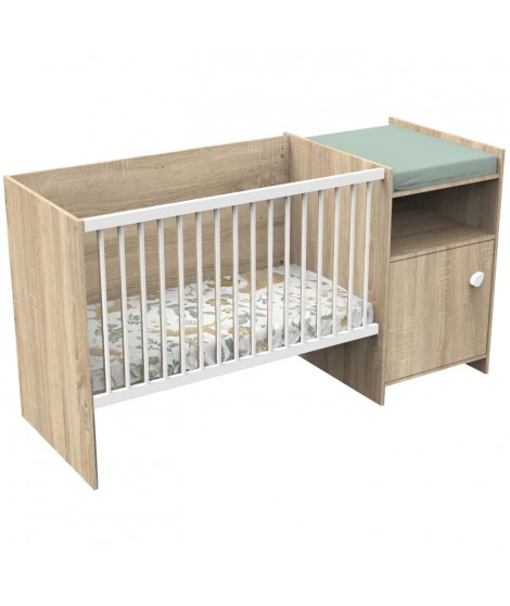 Lit combiné BABY PRICE UP 120x60 cm - Evolutif en 90x190 - Avec porte - Décor chene doré