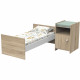 Lit combiné BABY PRICE UP 120x60 cm - Evolutif en 90x190 - Avec porte - Décor chene doré